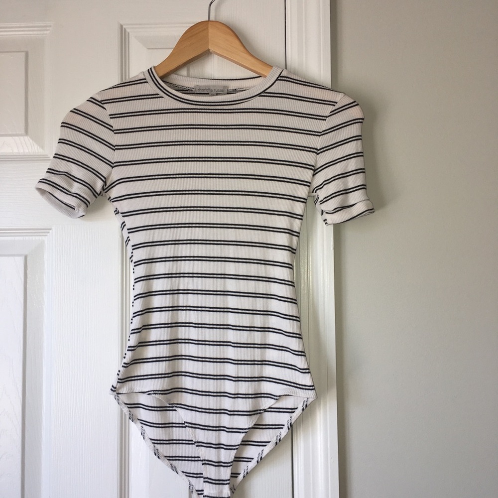 • B/W Striped Bodysuit Tee •